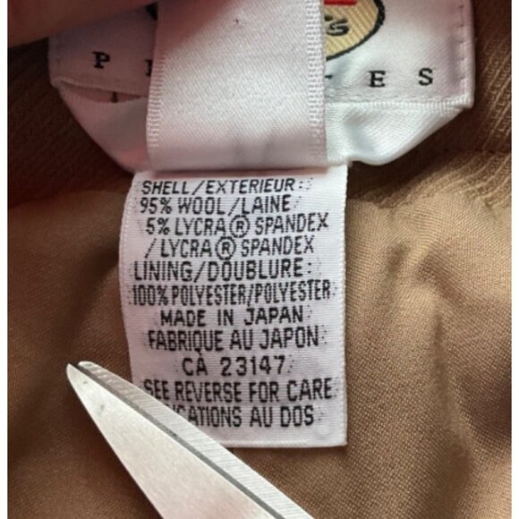 VTG Talbots Medium P Suit Set jacket and pants Wide Leg Wool Stretch Tan Beige - Picture 8 of 16